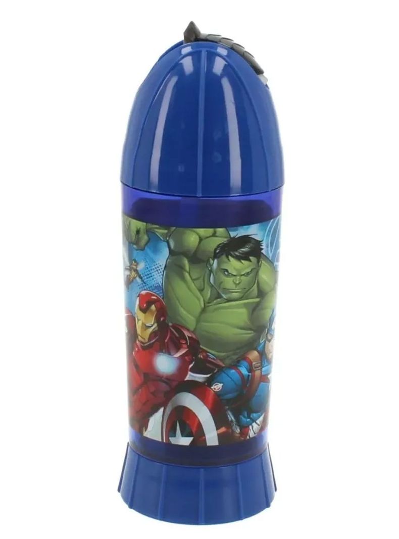 Vaso Botella Toma Jugo Con Bombilla Niño Avengers Color Azul-1