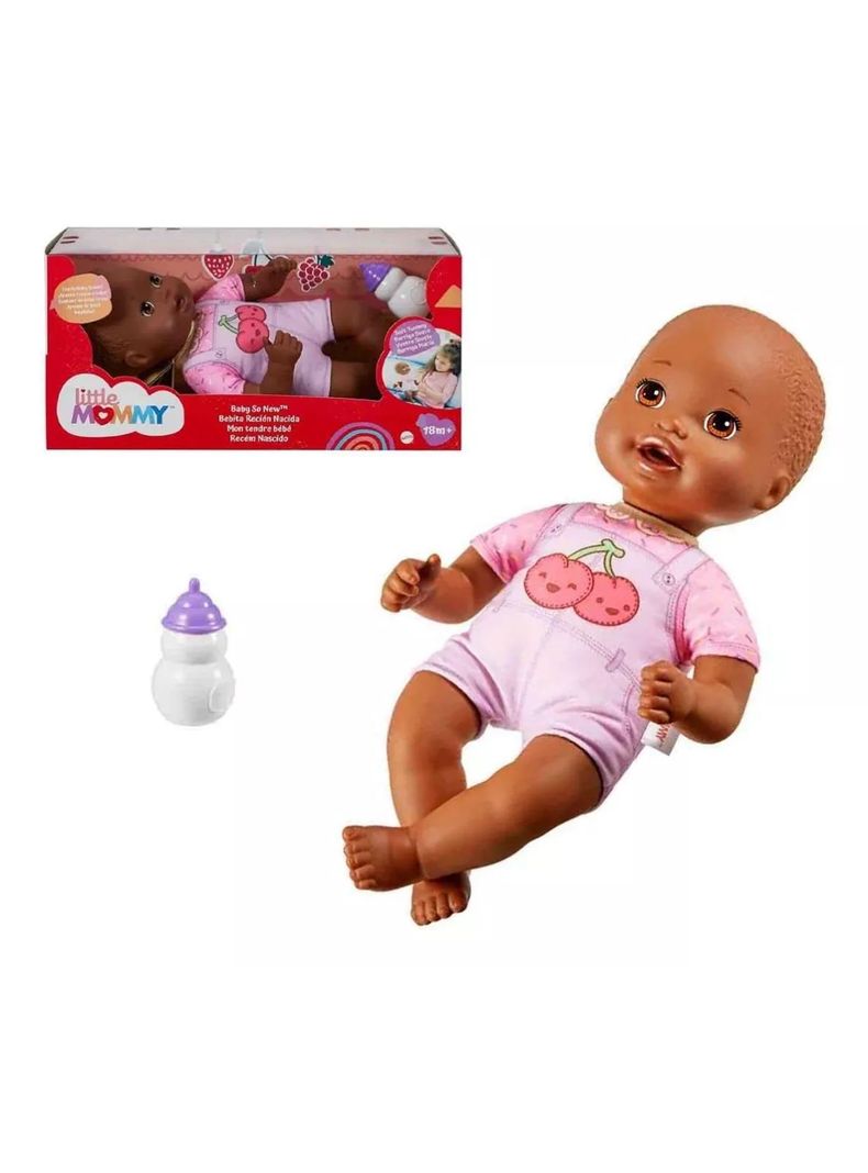 Muñeca Little Mommy Bebita Recien Nacida Morena Cerezas Mattel-0