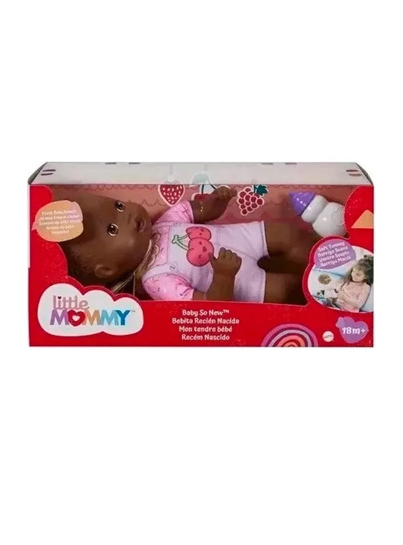 Muñeca Little Mommy Bebita Recien Nacida Morena Cerezas Mattel-2