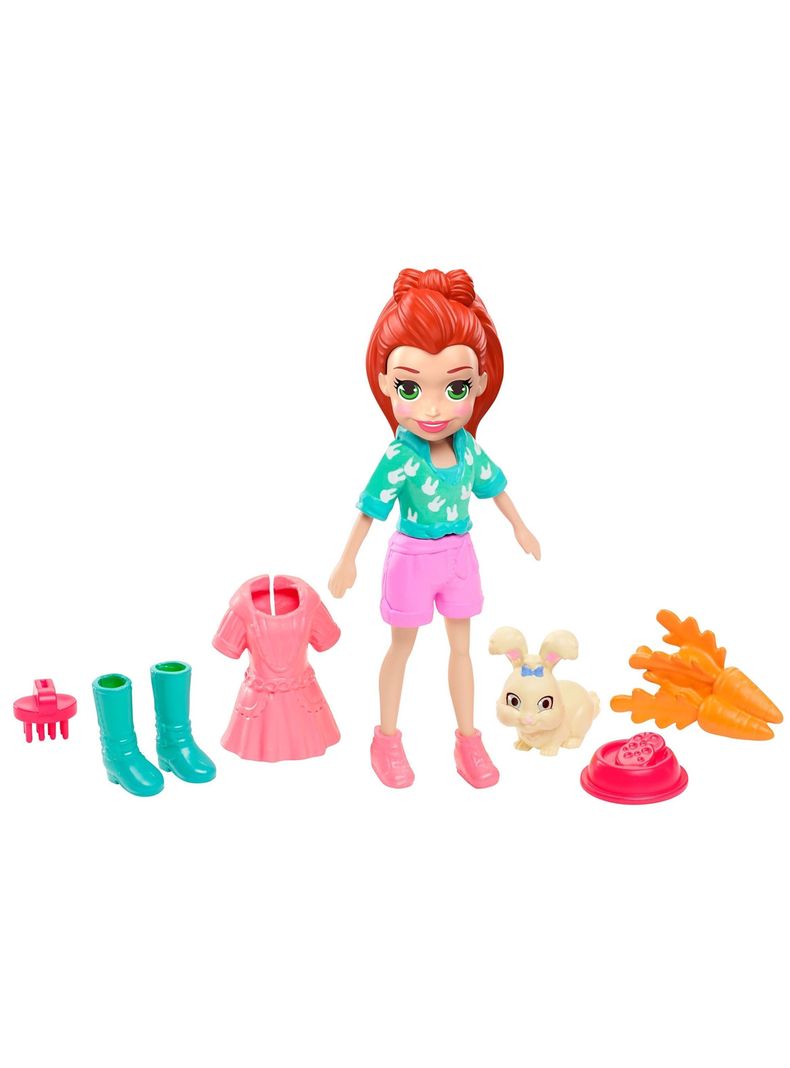 Muñeca Polly Pocket Lila Y Su Conejito Bonita Mattel-0