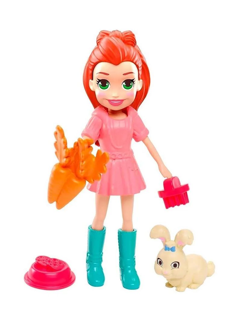 Muñeca Polly Pocket Lila Y Su Conejito Bonita Mattel-1