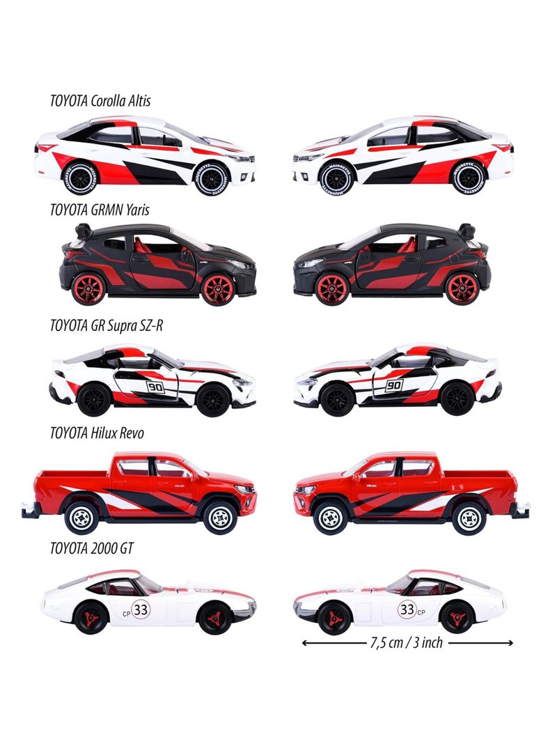 Pack 5 Autos De Colección Toyota Racing de Majorette-3