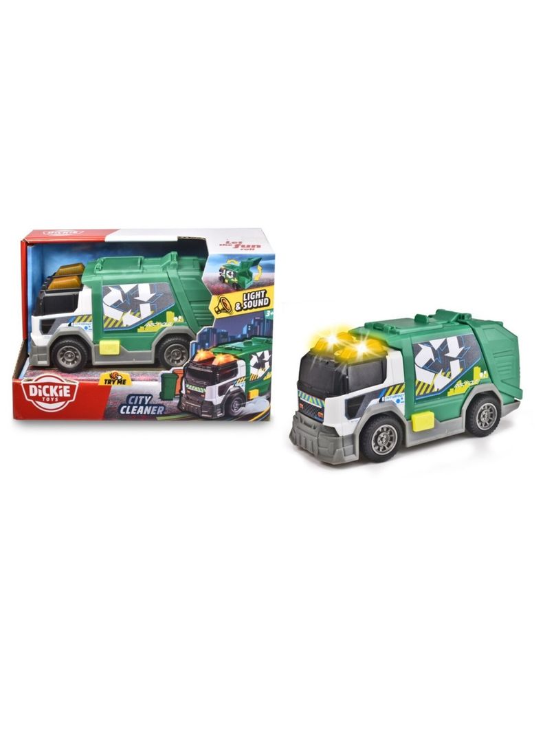 Mini Camión Basurero Reciclaje City Cleaner Verde con Luz y Sonido de Dickie Toys-0