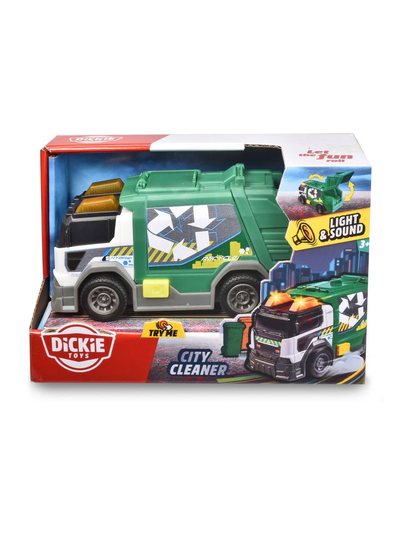 Mini Camión Basurero Reciclaje City Cleaner Verde con Luz y Sonido de Dickie Toys-5