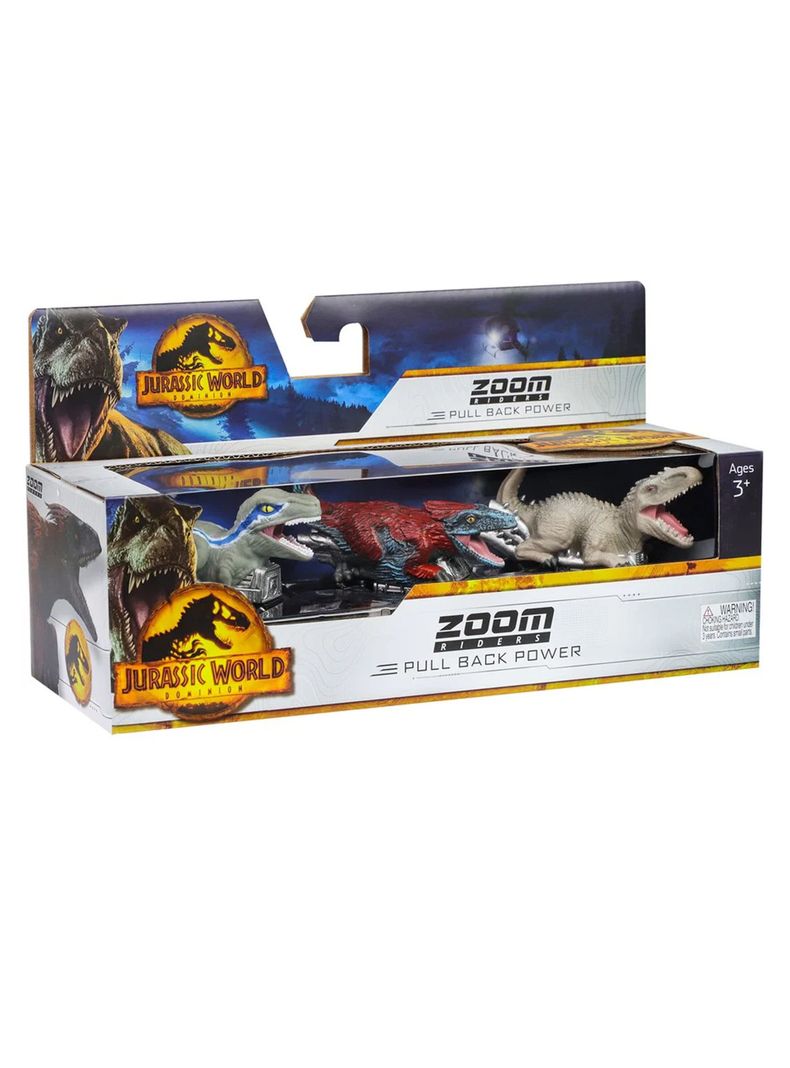 Pack 3 Autos Dinosaurio Zoom Riders de Jurassic World Dominion de Toy Monster-0