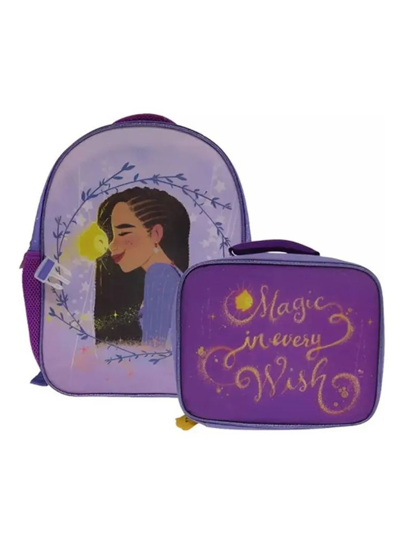 Set Mochila Escolar Con Lonchera Wish Niñas Bolso Color Índigo Diseño De La Tela Liso-0