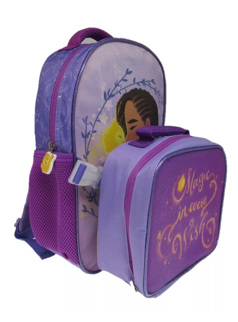Set Mochila Escolar Con Lonchera Wish Niñas Bolso Color Índigo Diseño De La Tela Liso-3