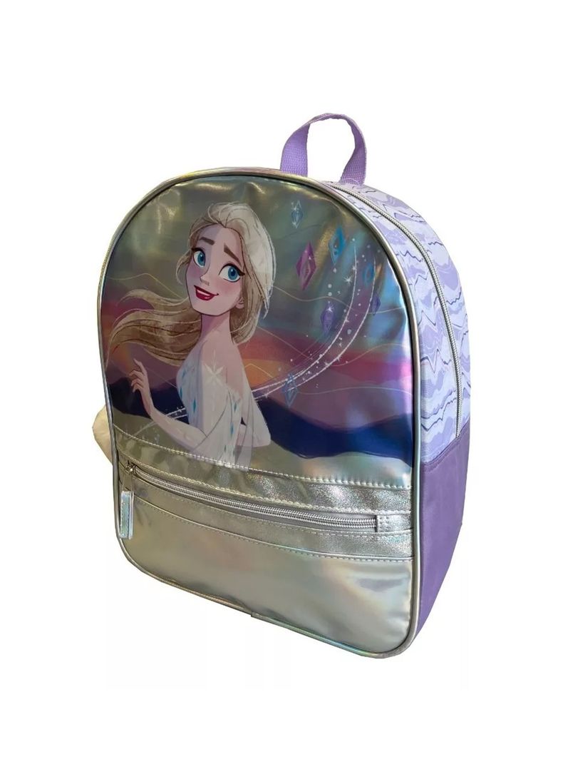 Mochila Metalizada Frozen Accesorio Pompom Niñas Color Plateado-2