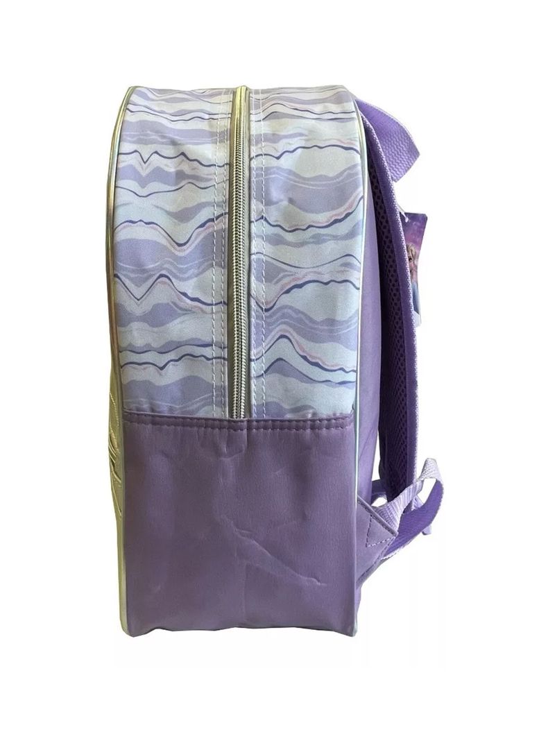 Mochila Metalizada Frozen Accesorio Pompom Niñas Color Plateado-4