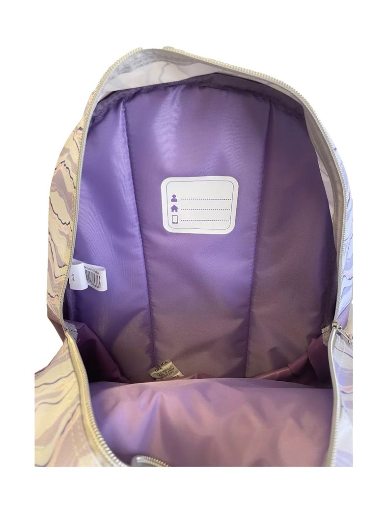 Mochila Metalizada Frozen Accesorio Pompom Niñas Color Plateado-6