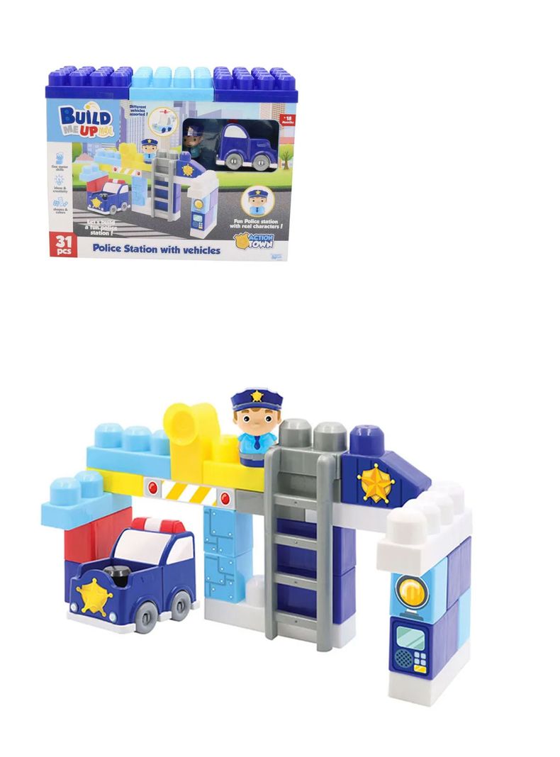 Bloques de Construcción Maxi Estación De Policía Y Vehículo de Build Me Up-0