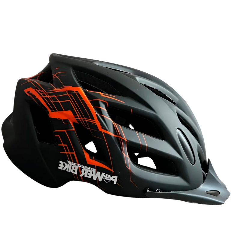 Casco Deportivo con Luz Negro-Naranja Talla M Naranjo