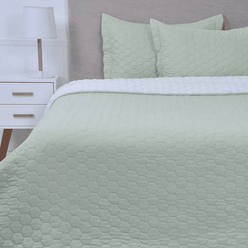 Quilt Sherpa Liso 2 Plazas Verde-0