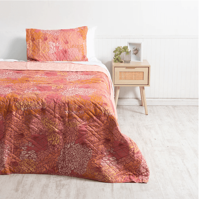 Quilt 1.5 Plazas Microfibra Estampado Indo-0