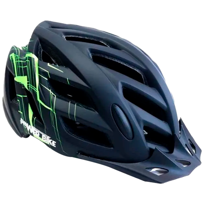 Casco Deportivo con Luz Negro-Verde Talla M