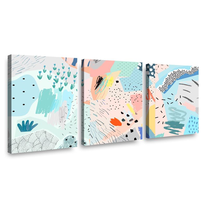 Canvas trio Flowers 70x50cm.-0