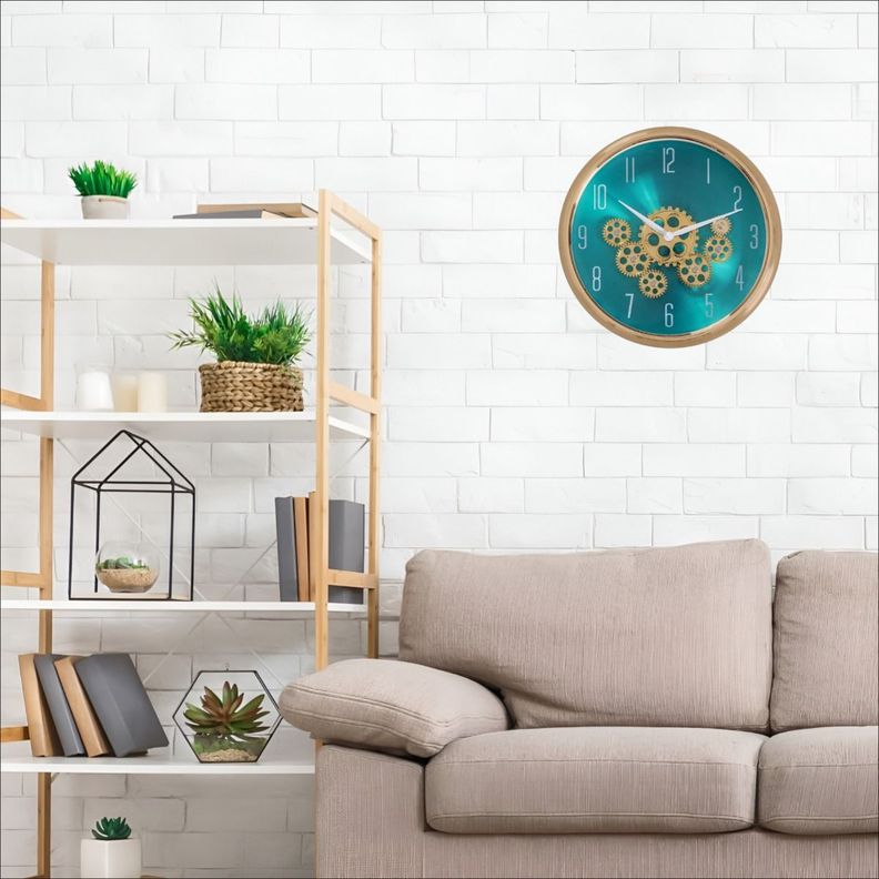 Reloj Pared Engranajes Móviles Silencioso Decorativo Jhn-4