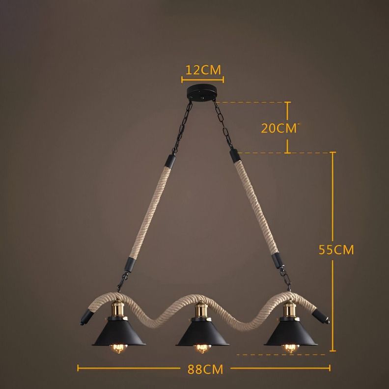 Lámpara Colgante Techo Rústico Industrial Cuerda Yute Jhn-9