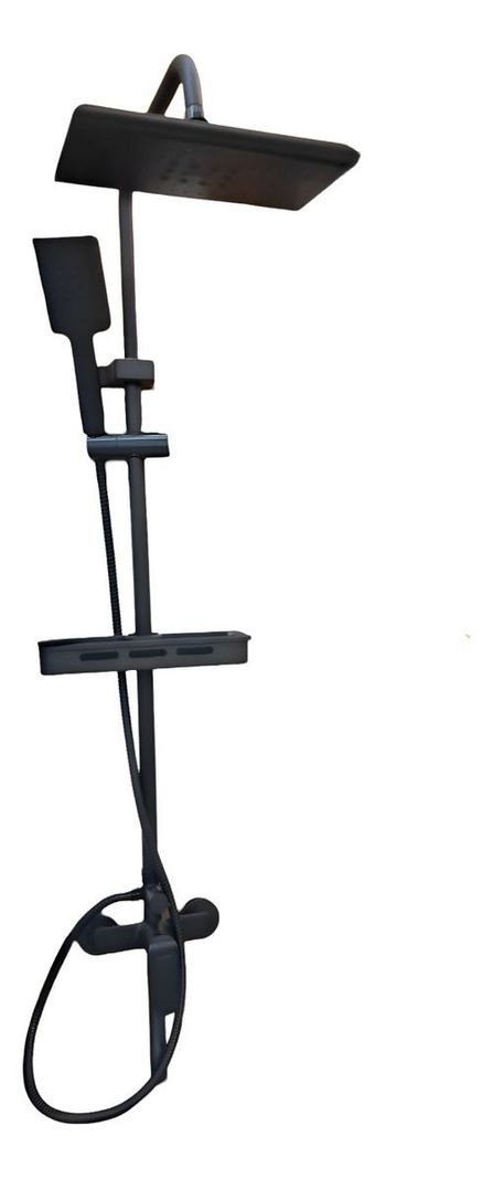 Ducha Columna Moderna Cuadrado Negro Mate 3 Funciones Jhn-0