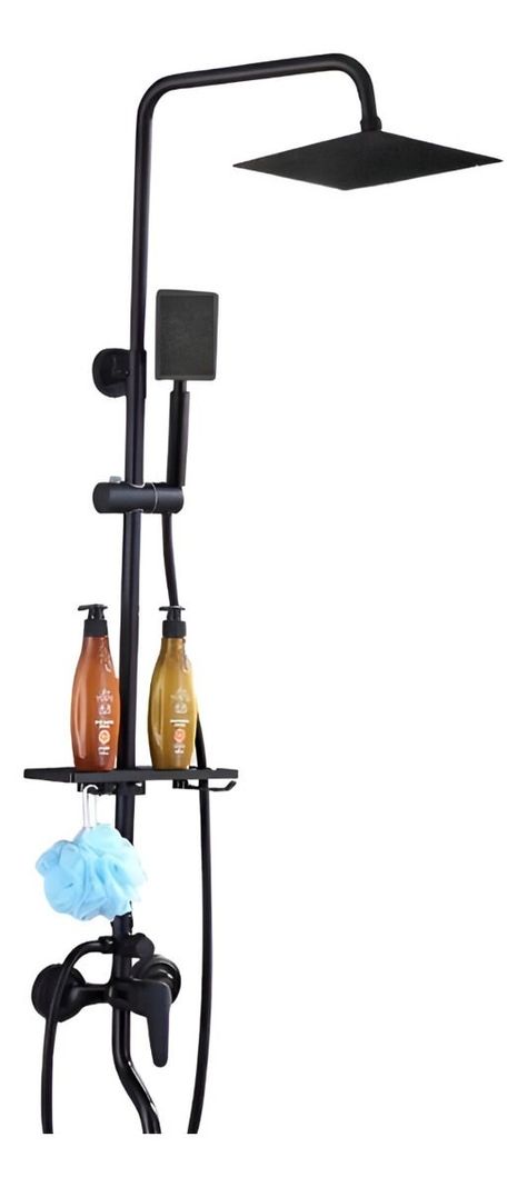 Ducha Columna Moderna Cuadrado Negro Mate 3 Funciones Jhn-1