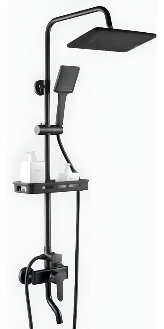 Ducha Columna Moderna Cuadrado Negro Mate 3 Funciones Jhn-2