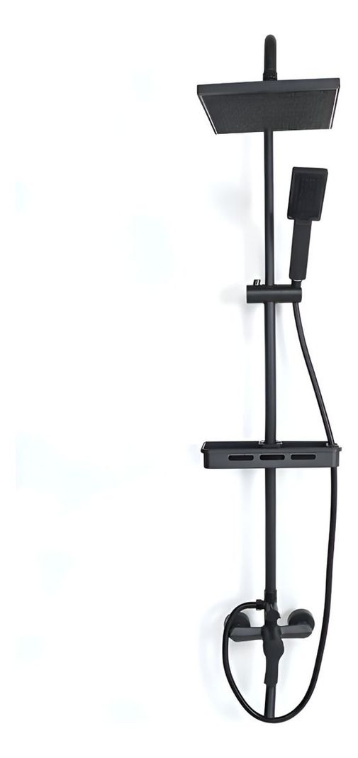 Ducha Columna Moderna Cuadrado Negro Mate 3 Funciones Jhn-3