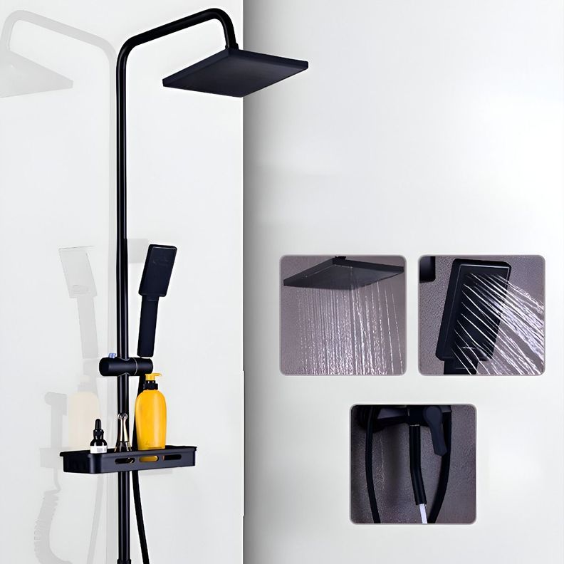 Ducha Columna Moderna Cuadrado Negro Mate 3 Funciones Jhn-4