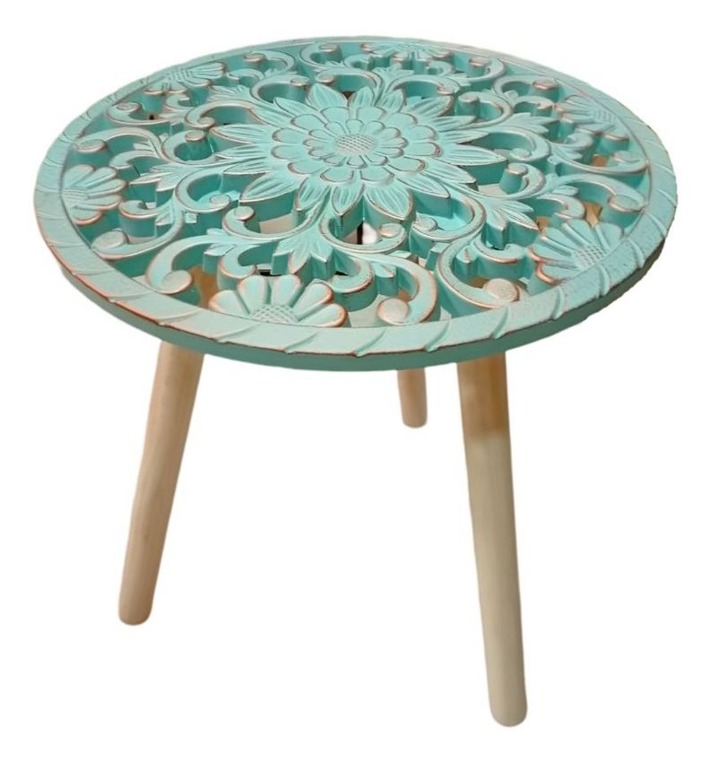 Mesa Auxiliar Decorativa Redonda Mosaico Mesa Centro Jhn-0
