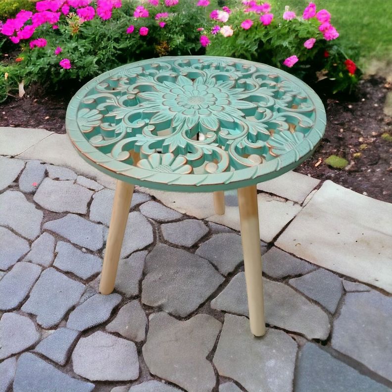 Mesa Auxiliar Decorativa Redonda Mosaico Mesa Centro Jhn-3