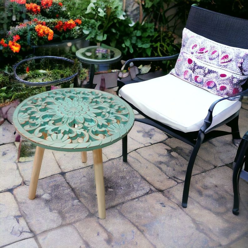 Mesa Auxiliar Decorativa Redonda Mosaico Mesa Centro Jhn-5