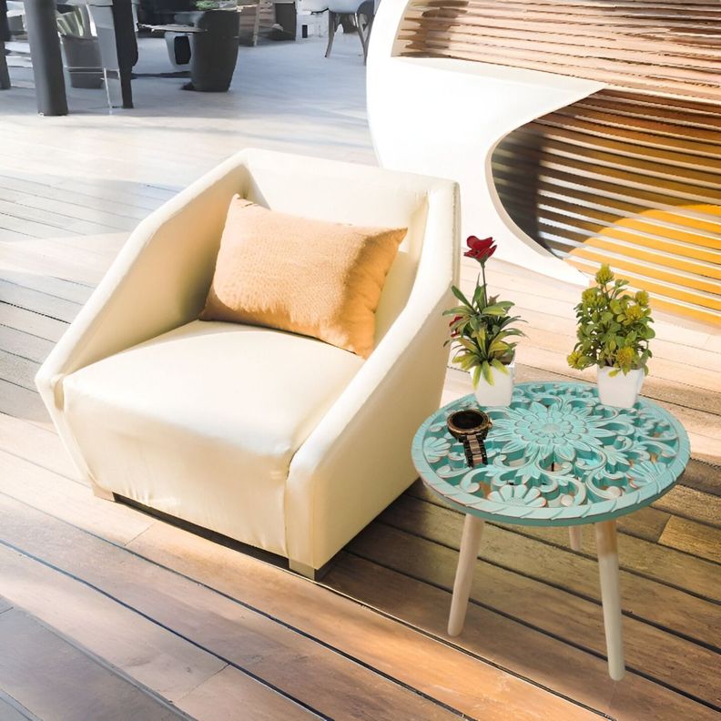 Mesa Auxiliar Decorativa Redonda Mosaico Mesa Centro Jhn-8