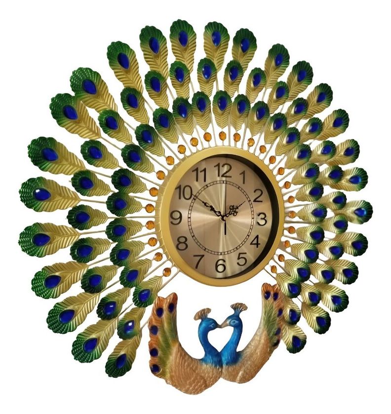 Reloj Pared Pavo Real Decorativo Moderno Silencioso Jhn-0