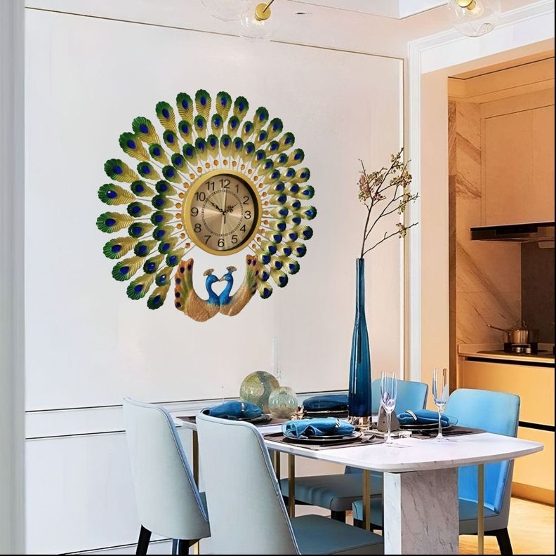 Reloj Pared Pavo Real Decorativo Moderno Silencioso Jhn-4