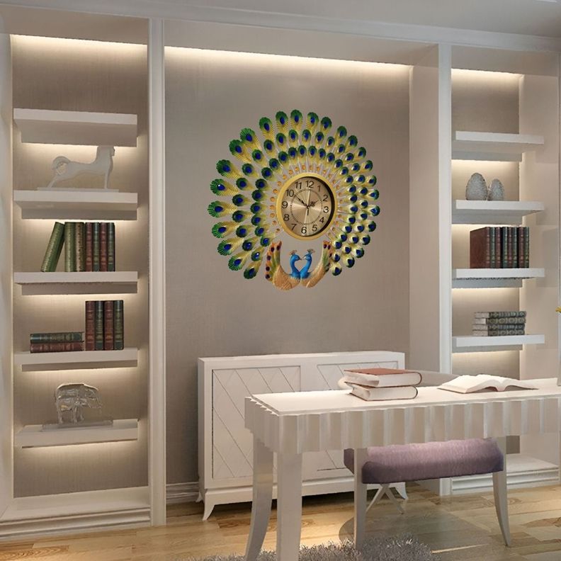 Reloj Pared Pavo Real Decorativo Moderno Silencioso Jhn-5