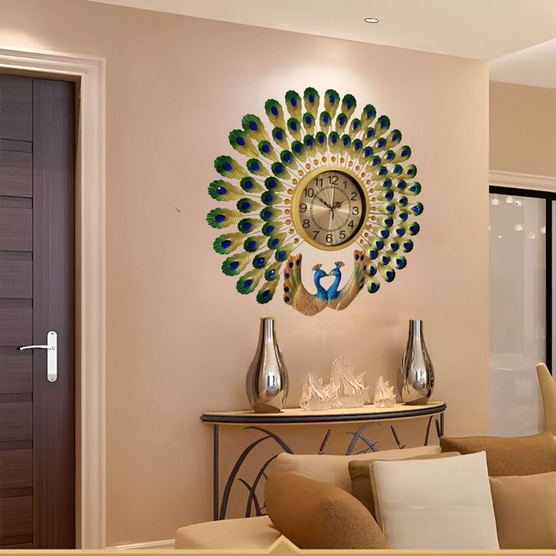 Reloj Pared Pavo Real Decorativo Moderno Silencioso Jhn-7