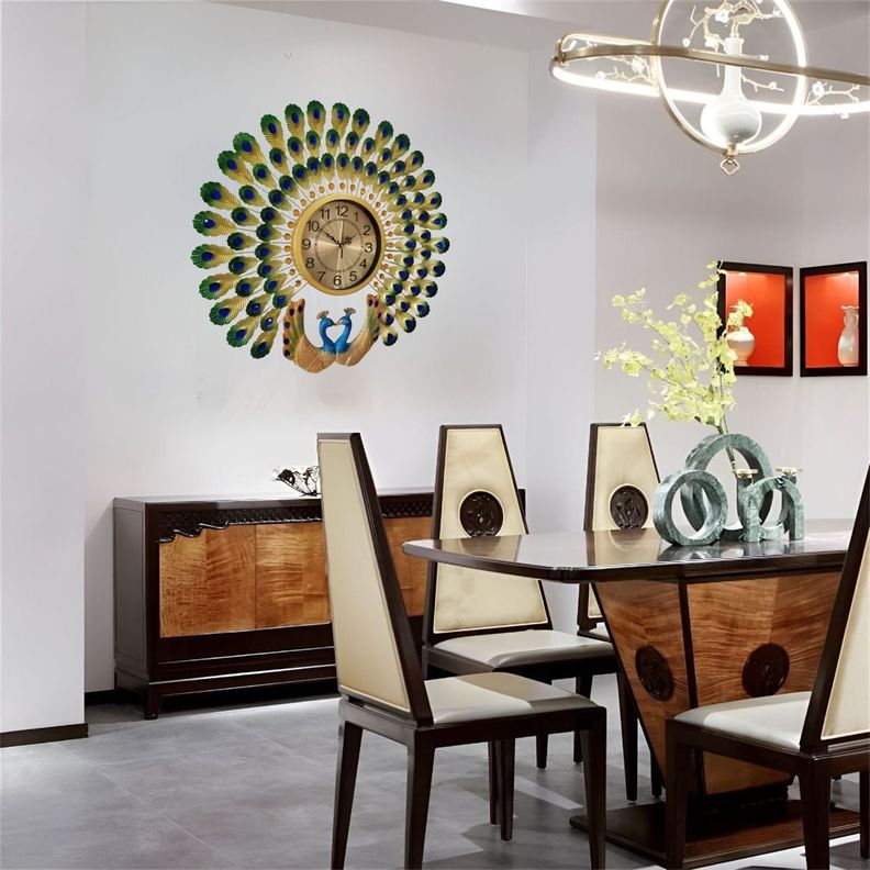 Reloj Pared Pavo Real Decorativo Moderno Silencioso Jhn-9