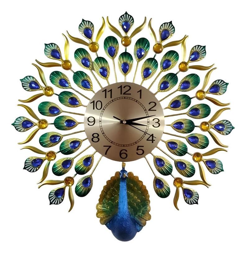 Reloj Pared Pavo Real Decorativo Hermoso Clásico Jhn-0