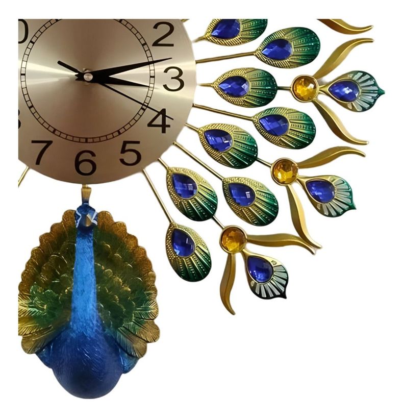Reloj Pared Pavo Real Decorativo Hermoso Clásico Jhn-1