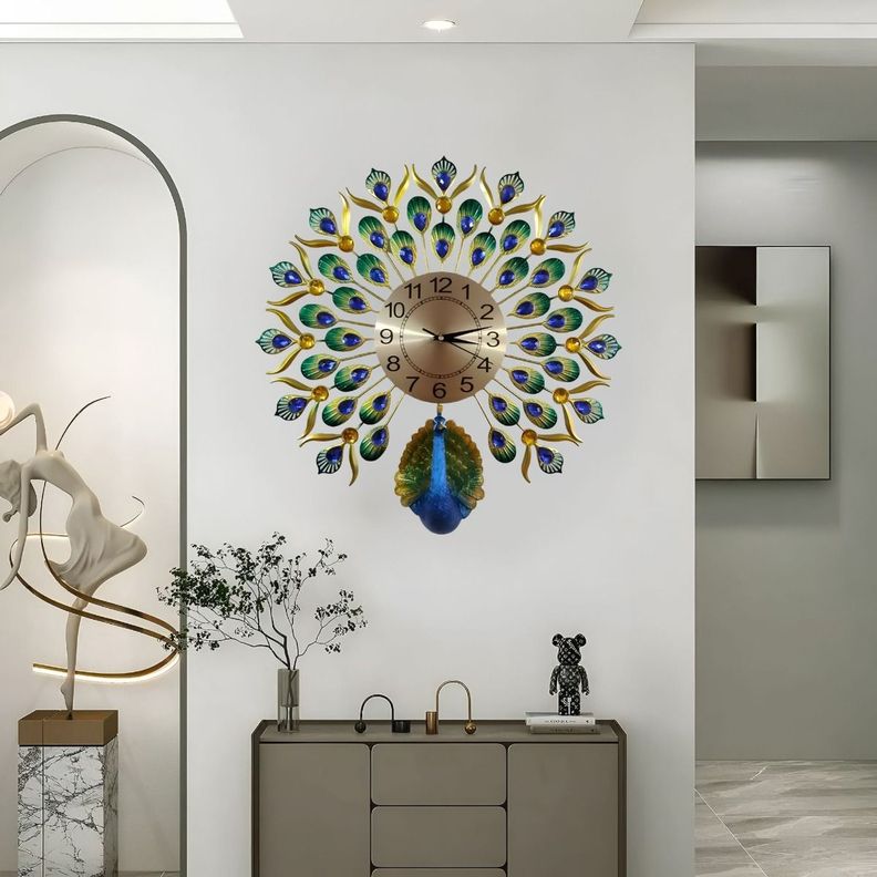 Reloj Pared Pavo Real Decorativo Hermoso Clásico Jhn-6