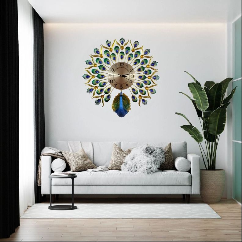 Reloj Pared Pavo Real Decorativo Hermoso Clásico Jhn-8