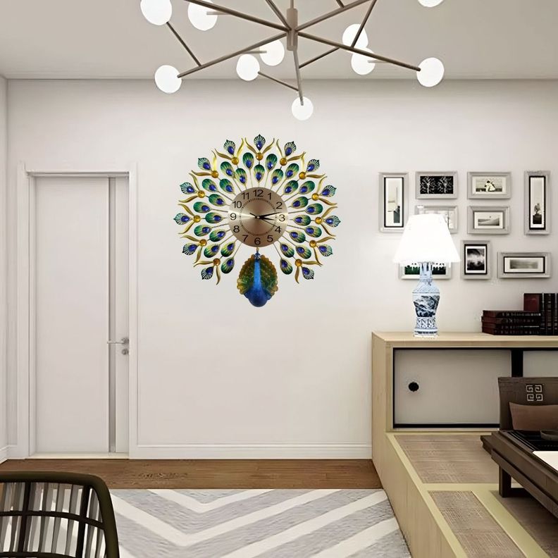 Reloj Pared Pavo Real Decorativo Hermoso Clásico Jhn-9