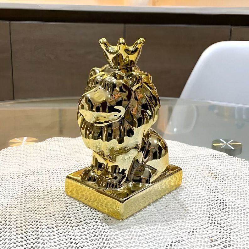 Set de 2 Estatua León Resina Compacto Decorativa Jhn-1