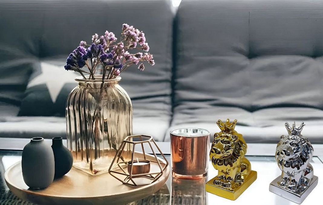 Set de 2 Estatua León Resina Compacto Decorativa Jhn-2