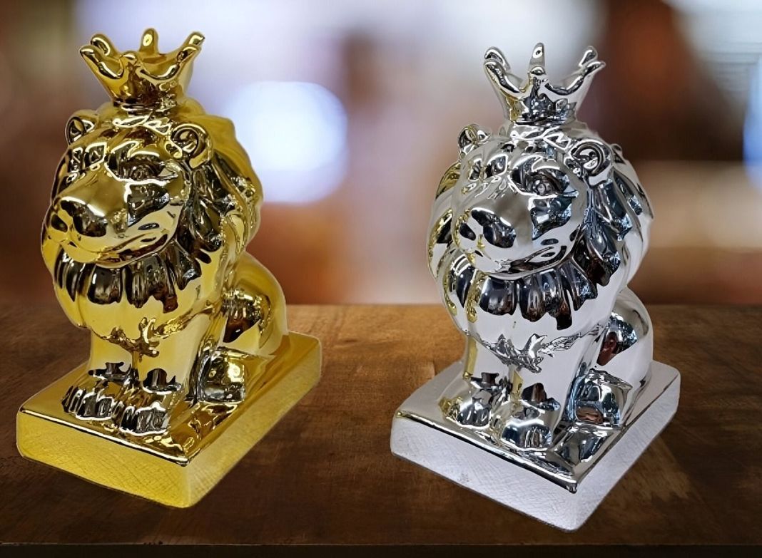 Set de 2 Estatua León Resina Compacto Decorativa Jhn-4