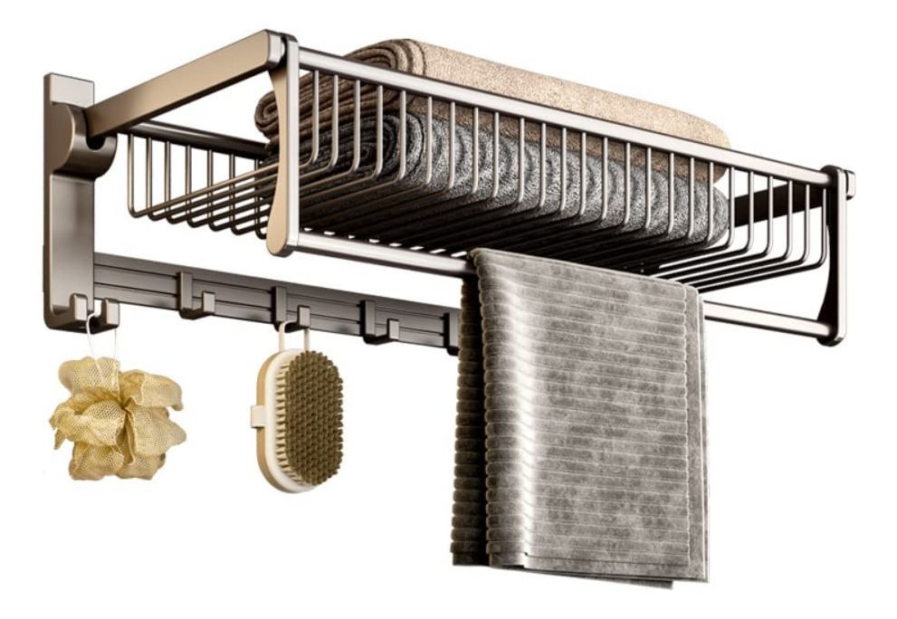Estante Organizador Baño Doble Barra 5 Ganchos Pared Jhn-2
