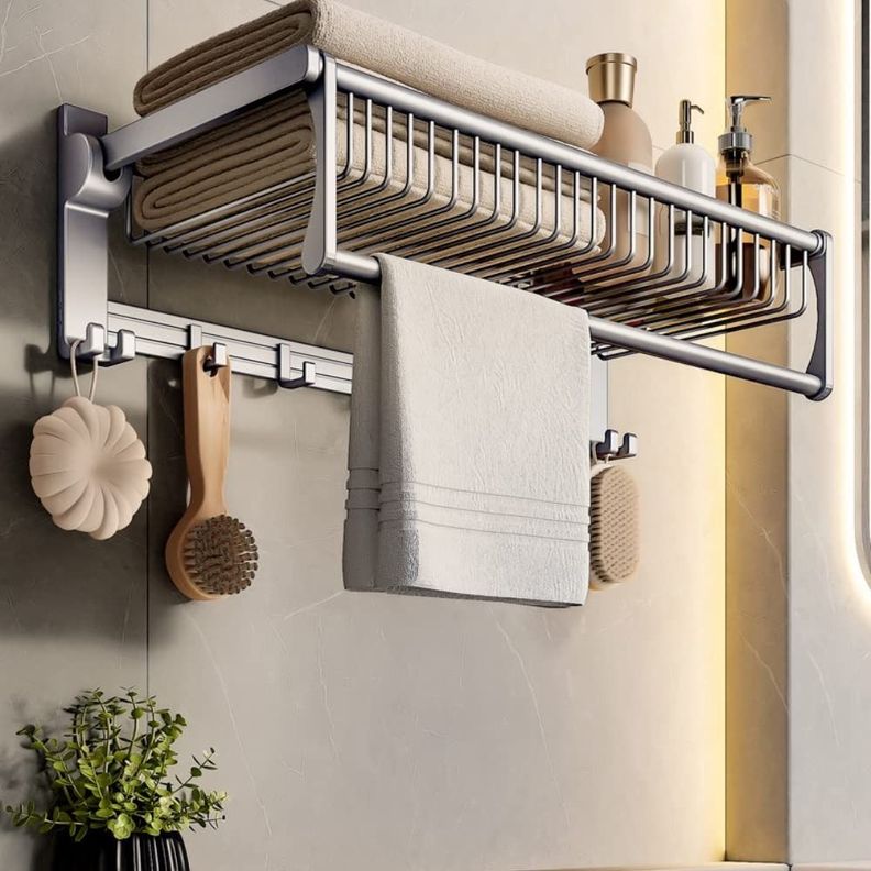 Estante Organizador Baño Doble Barra 5 Ganchos Pared Jhn-4