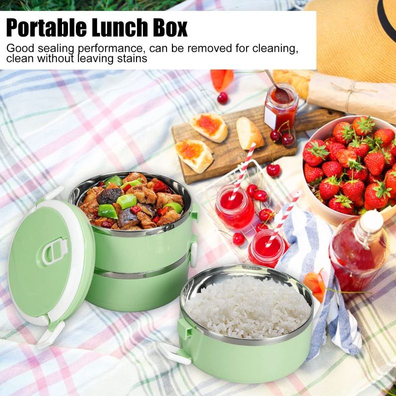 Lonchera Triple Comida Almuerzo Fiambrera Apilable Jhn-5