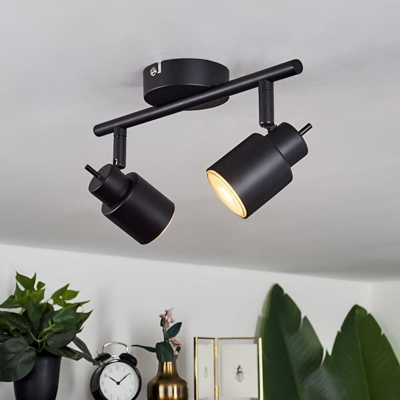 Lámpara Pared Techo LED Negro 2 Luces Ajustable Jhn-3