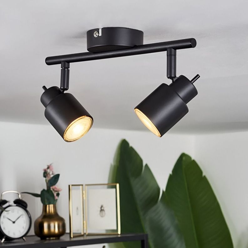 Lámpara Pared Techo LED Negro 2 Luces Ajustable Jhn-5
