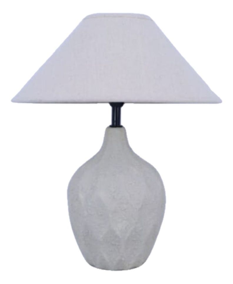 Lámpara Mesa Base Texturizada Pantalla Beige Decorativa Jhn-0